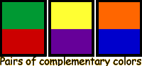 Pairs of complementary colors